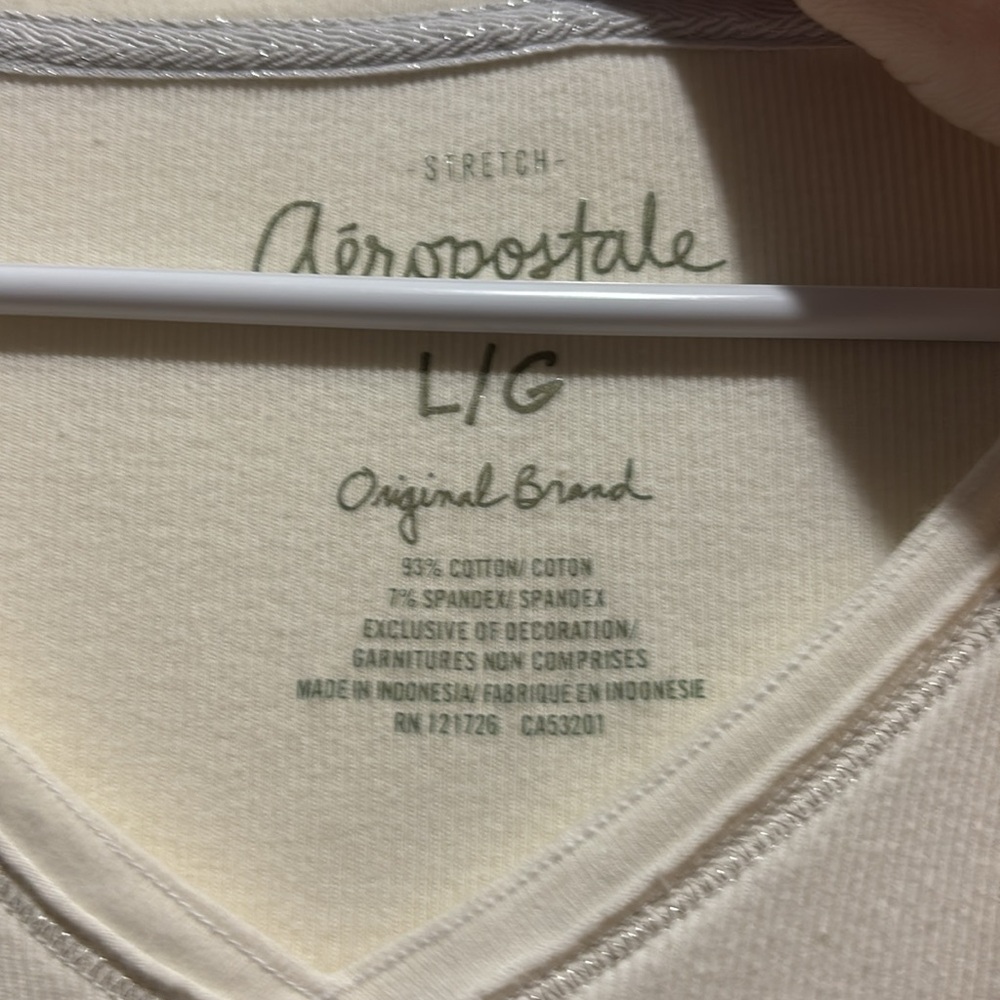 Aeropostale White Long Sleeve Tee with Sparkly Pink Logo - Picture 2 of 8